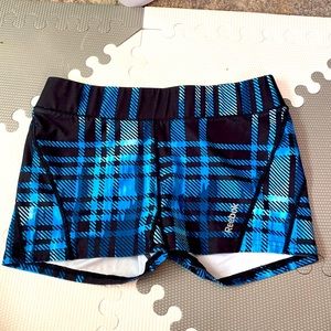 Reebok Blue/Black Spandex Shorts, Medium.